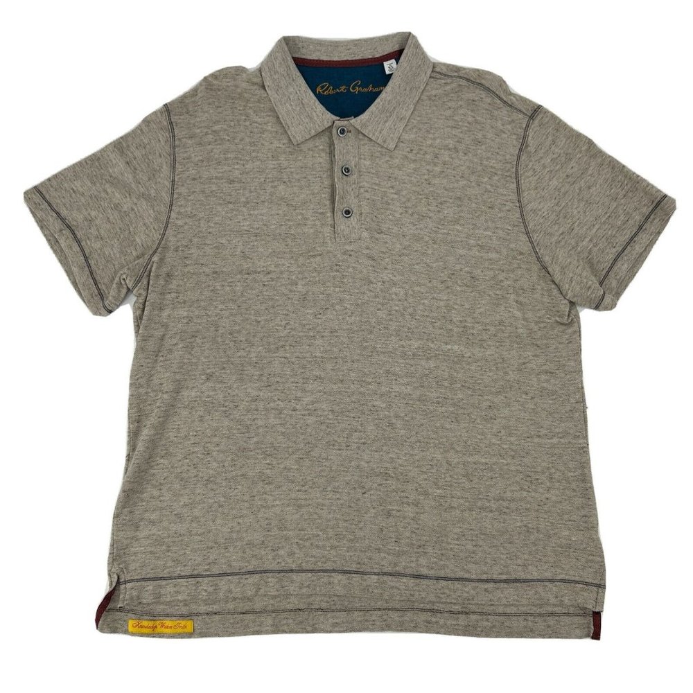 Robert Graham Shirt Mens‎ XL Beige Classic Fit Short Sleeve Polo